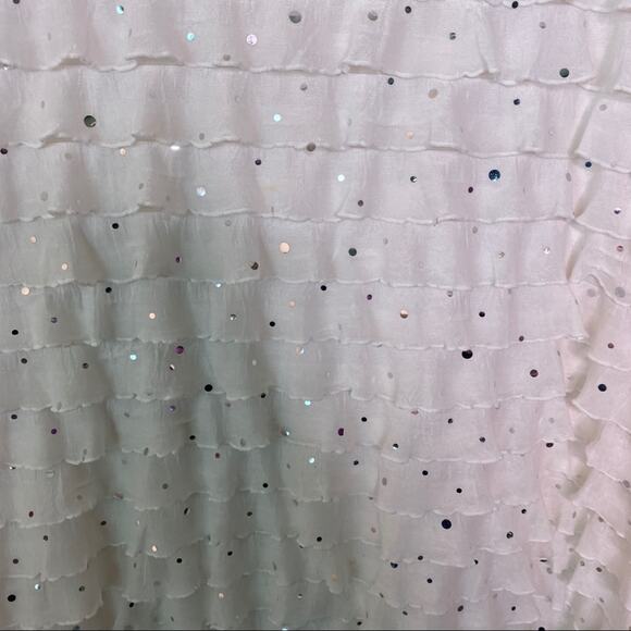 White Layered Ruffled Sequin Top - Picture 3 of 6